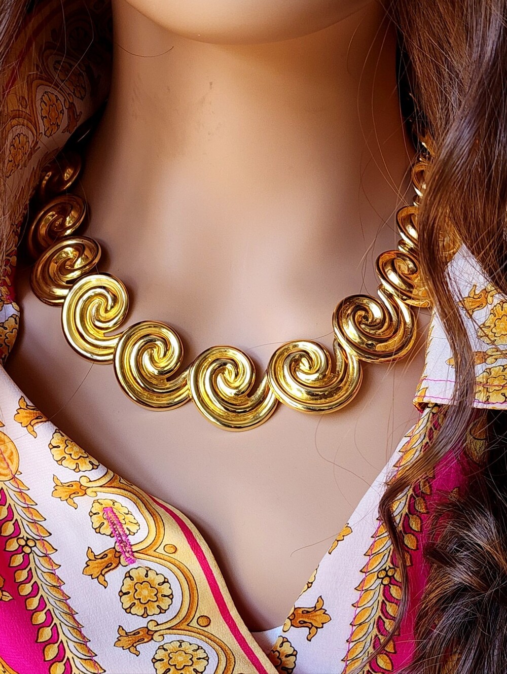 Vintage Gold Chunky Big Link Discs Chain Statement Necklace Anique Vibe
